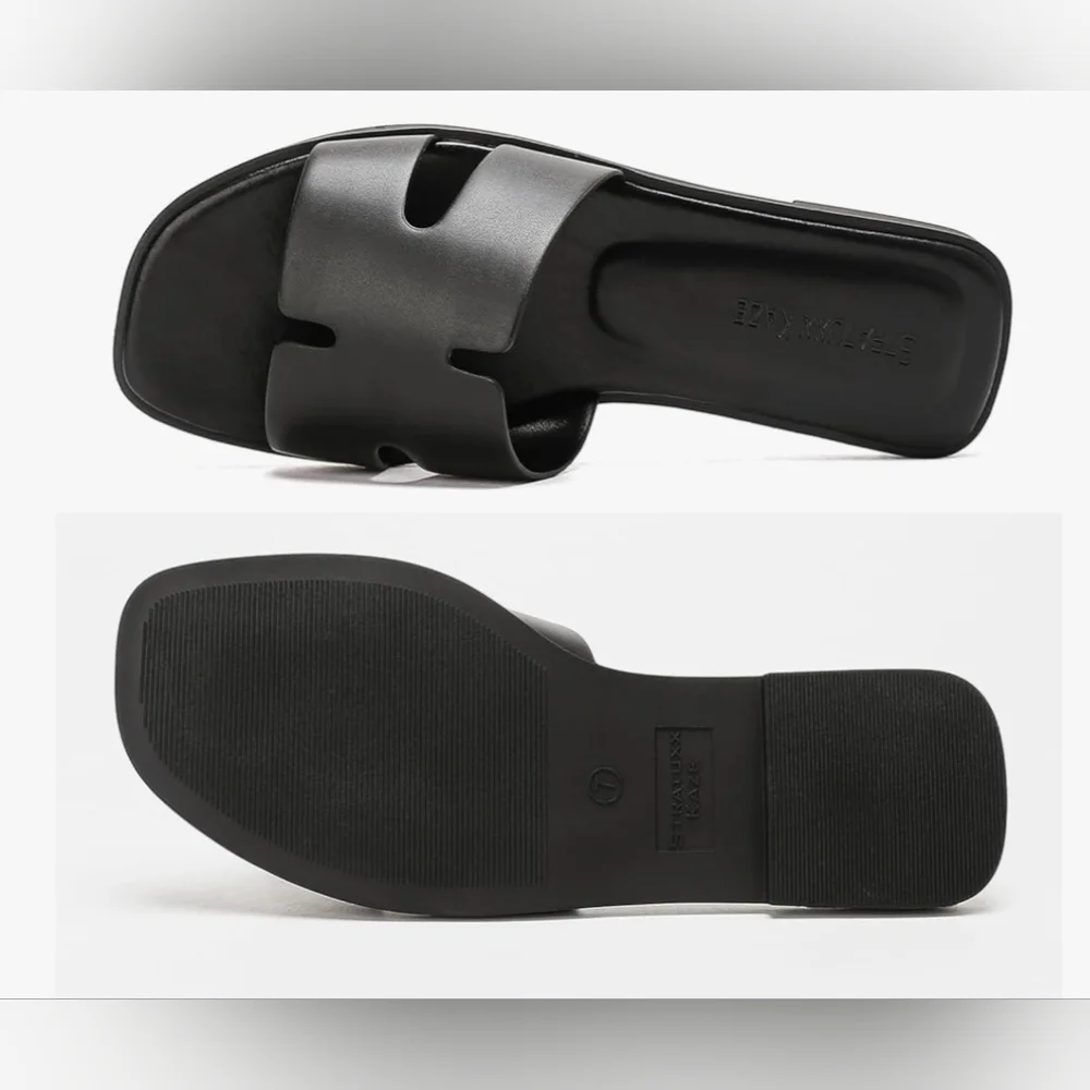 Stratuxx Kaze Women's Open Toe Flat Dress Slide Sandals - Picture 4 of 8